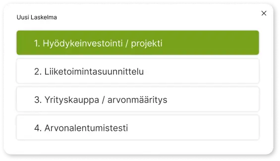 Invest for Excel uusi laskelma