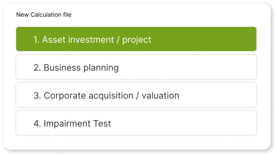 Invest for Excel new calculation file window